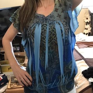 Blue And Green Blouse